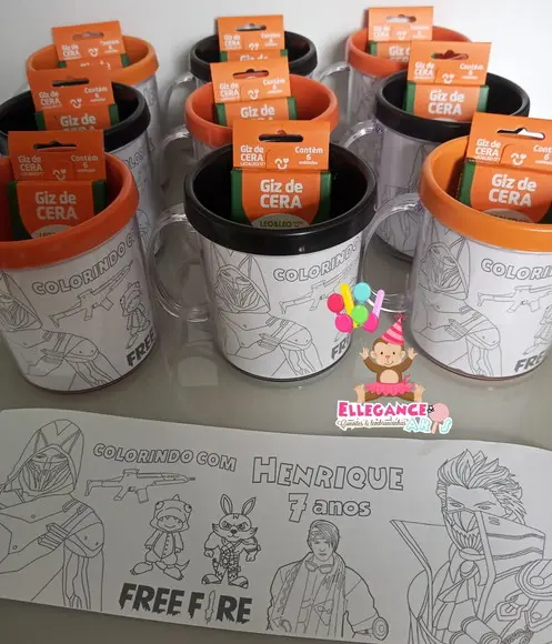 Caneca para Colorir Free Fire