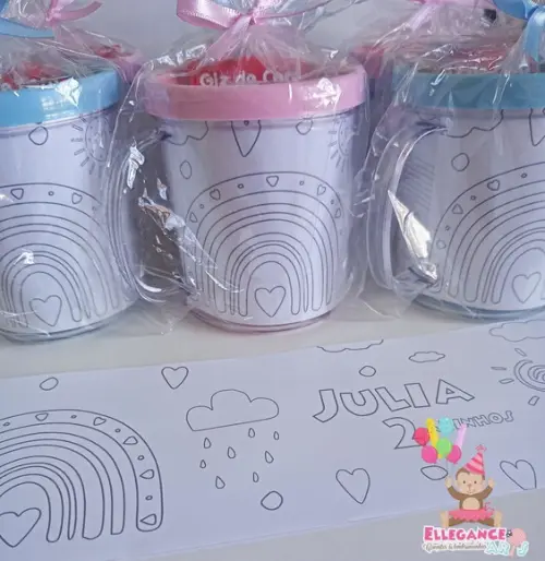 Caneca para Colorir Arco Iris Boho