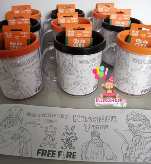 Caneca para Colorir Free Fire