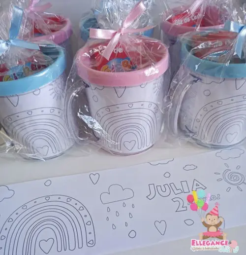 Caneca para Colorir Arco Iris Boho