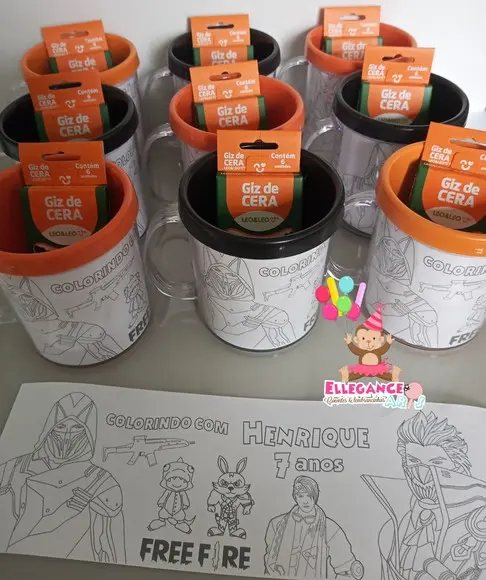 Caneca para Colorir Free Fire