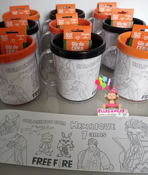 Caneca para Colorir Free Fire