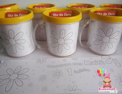 Caneca para Colorir Margaridas