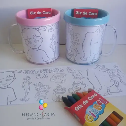 Caneca para Colorir Monstros S.a.