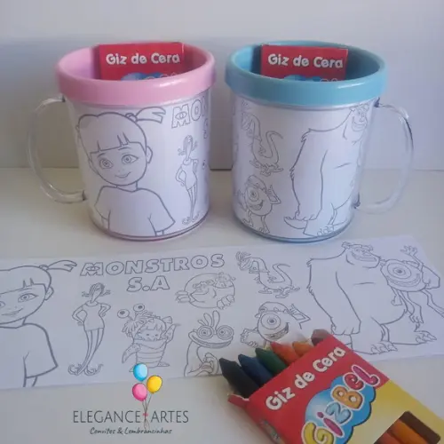 Caneca para Colorir Monstros S.a.