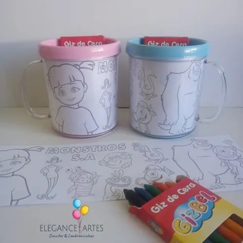 Caneca para Colorir Monstros S.a.