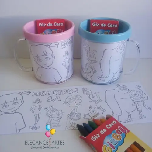 Caneca para Colorir Monstros S.a.