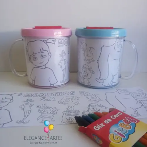 Caneca para Colorir Monstros S.a.