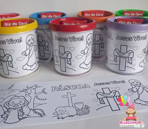 Caneca para Colorir Páscoa Cristã