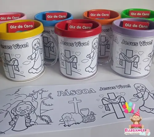 Caneca para Colorir Páscoa Cristã
