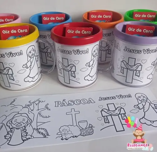 Caneca para Colorir Páscoa Cristã