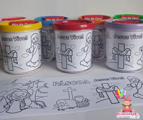 Caneca para Colorir Páscoa Cristã
