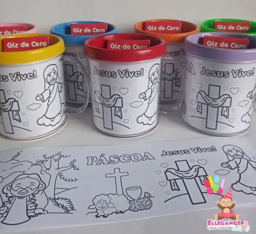 Caneca para Colorir Páscoa Cristã