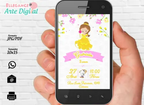 Convite Digital a Bela e a Fera