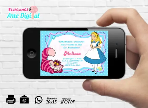 Convite Digital Alice no País da Maravilhas