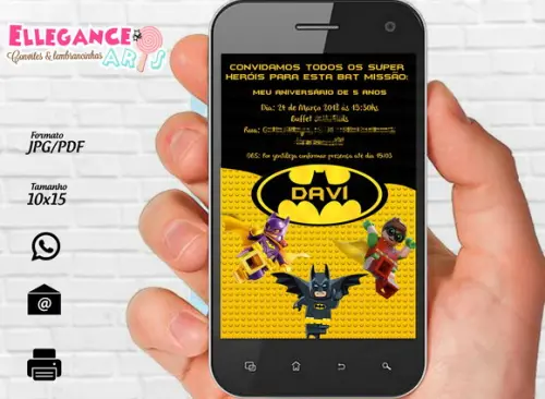 Convite Digital Batman Lego