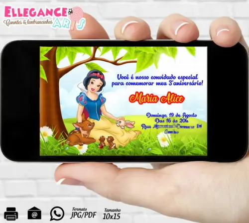 Convite Digital Branca de Neve