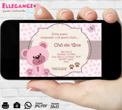 Convite Digital Chá de Bebê Ursinha