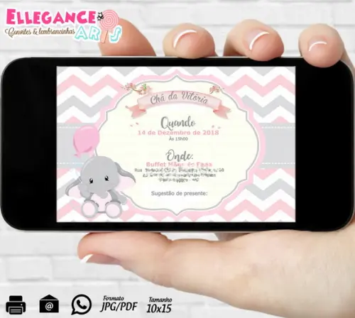 Convite Digital Chá de Bebê Elefantinho