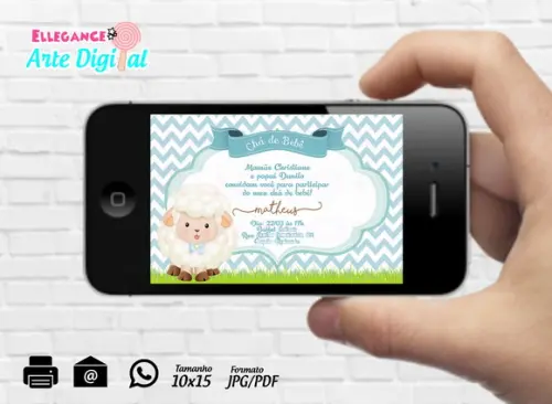 Convite Digital Chá de Bebê Ovelhinha
