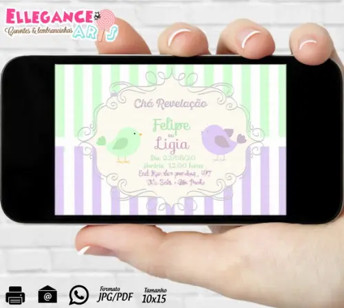 Convite Digital Chá Revelação Passarinho