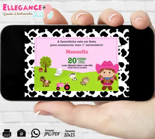 Convite Digital Fazendinha Rosa