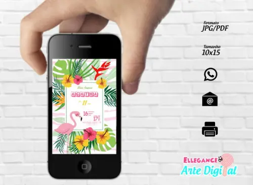 Convite Digital Flamingo