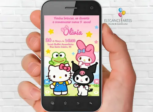 Convite Digital Hello Kitty