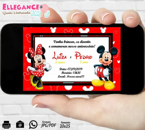 Convite Digital Mickey e Minnie