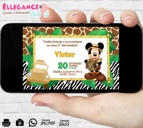 Convite Digital Mickey Safari