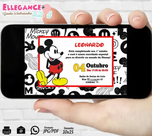 Convite Digital Mickey Vintage