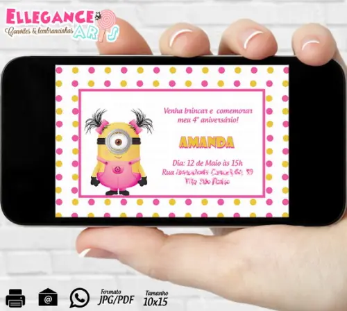 Convite Digital Minions Menina