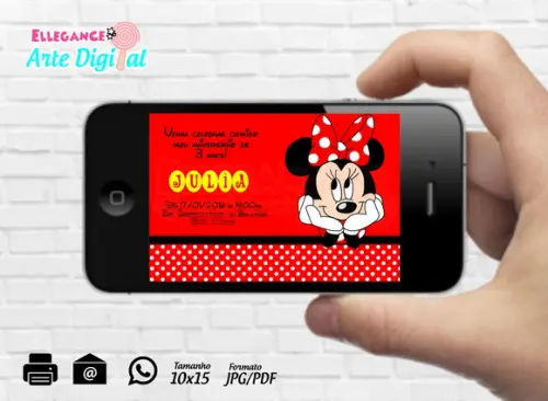 Convite Digital Minnie Vermelha