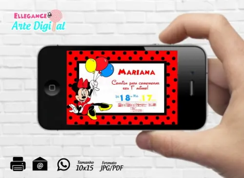 Convite Digital Minnie Vermelha