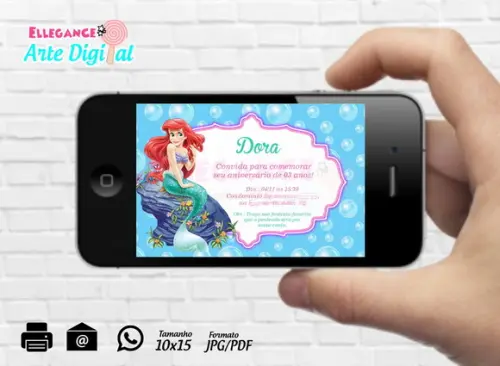 Convite Digital Pequena Sereia - Ariel