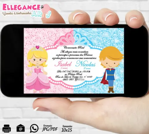 Convite Digital Princesas e Príncipes