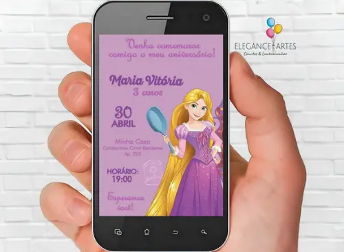 Convite Digital Rapunzel