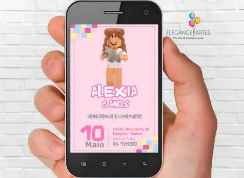 Convite Digital Roblox Menina