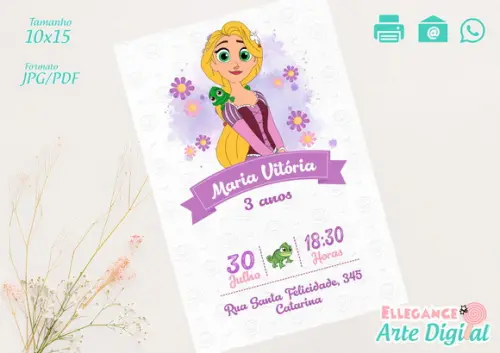 Convite Digital Rapunzel