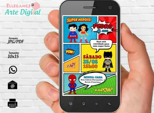 Convite Digital Super Heróis