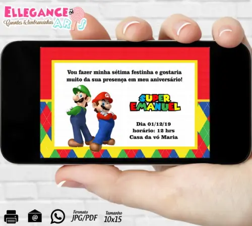 Convite Digital Super Mário