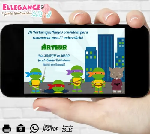 Convite Digital Tartarugas Ninjas