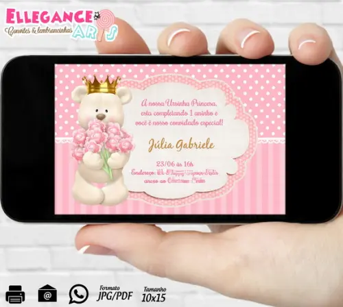 Convite Digital Ursa Princesa