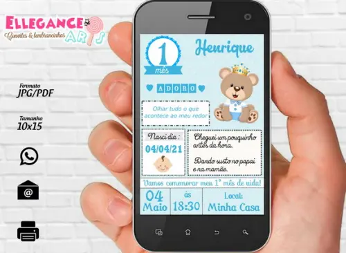 Convite Digital Urso Príncipe
