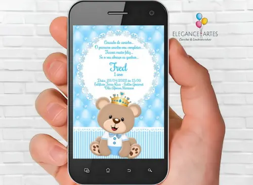 Convite Digital Urso Príncipe