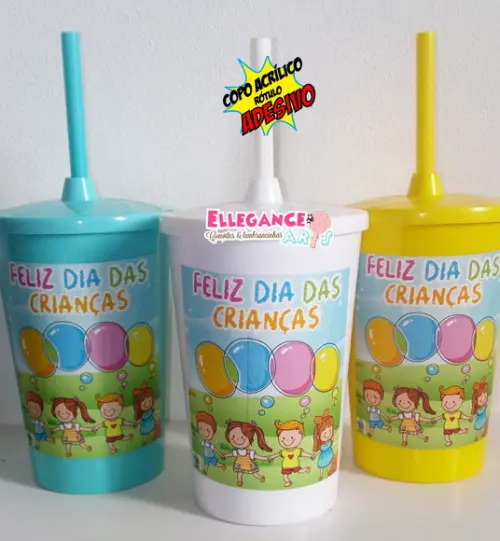 Copo Dia das Crianças Cores Sprtidas Pronta Entrega