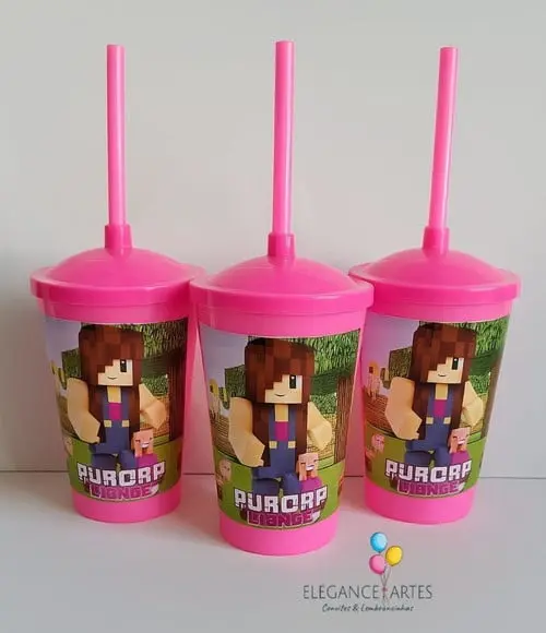 Copo Twister 400ml Minecraft Menina