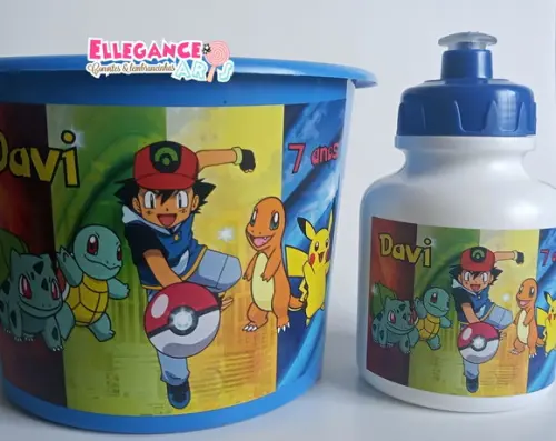 Kit Balde + Garrafinha Pokemon