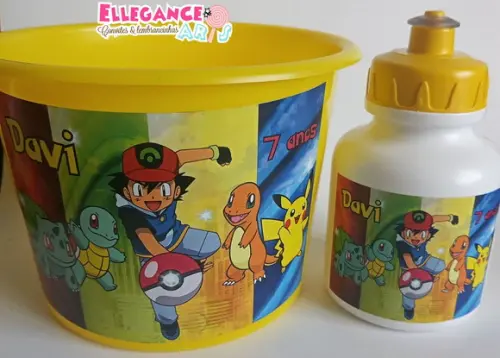 Kit Balde + Garrafinha Pokemon