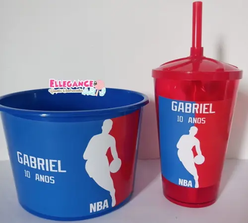 Kit Cineminha Balde e Copo Nba